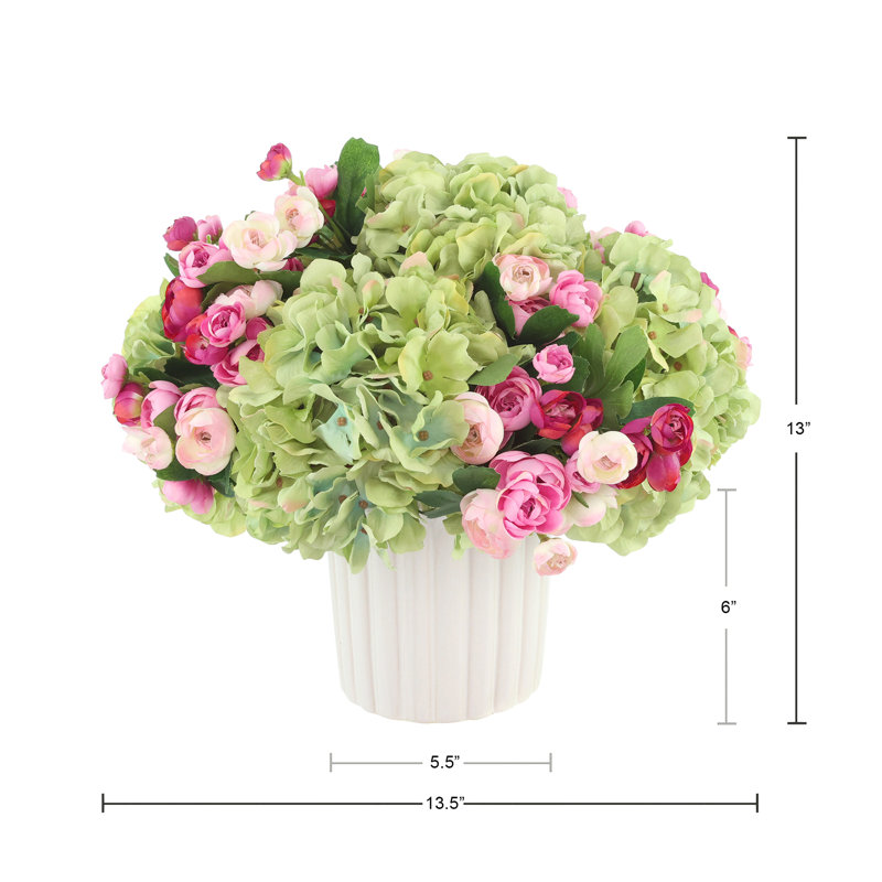 Floral Centerpiece with Hydrangeas and Ranunculus