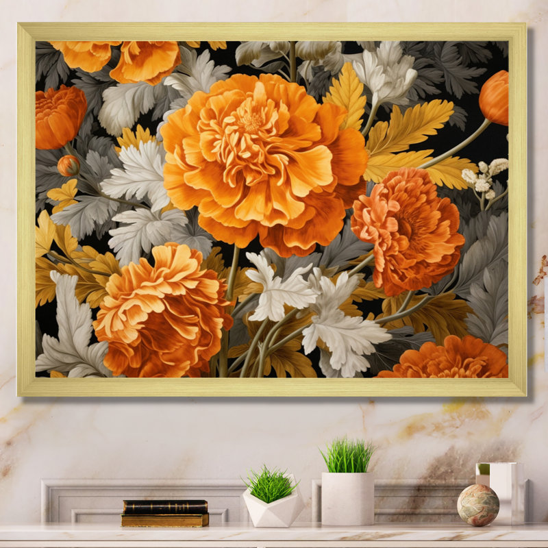 Orange orange, souci, splendeur sur toile, Cadre doré à une seule photo, H 30 po x l 40 po x P 1,5 po