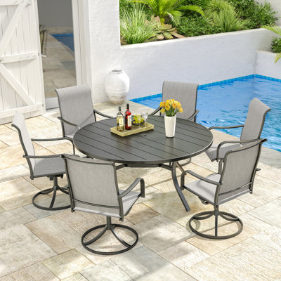 6 - Person 54" Round Patio Dining Sets With Swivel Chairs