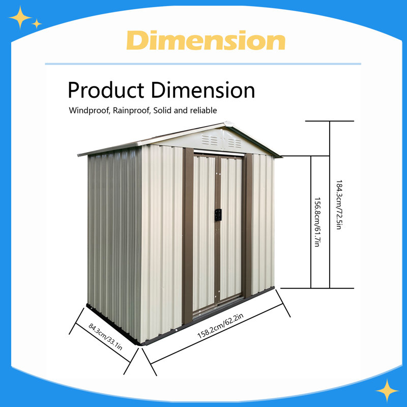 Abri de jardin ventilé pratique pour l'extérieur avec abri de jardin 5 pi x 3 pi