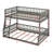 Full XL Over Queen Bunk Bed With Full Length Guardrail And Ladder, Wood Floor Bunk Bed Frame-804968183