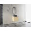 Meuble-lavabo mural de 24 po avec lavabo d'art en céramique, porte simple à fermeture en douceur, fabrication en contreplaqué, pierre plate blanche, 45 poignées cachées, rangement et fonctionnalité de raffinement esthétique