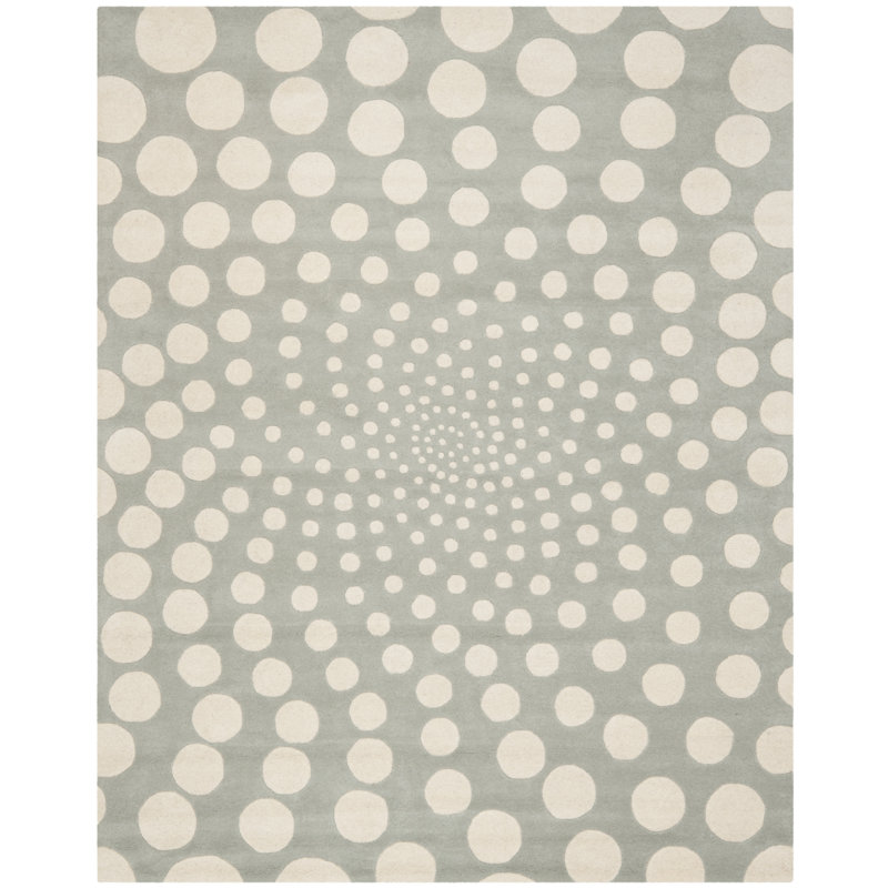 Tapis à pois en laine et viscose touffeté à la main Decara Soho, Rectangle 8 pi 3 po x 11 pi