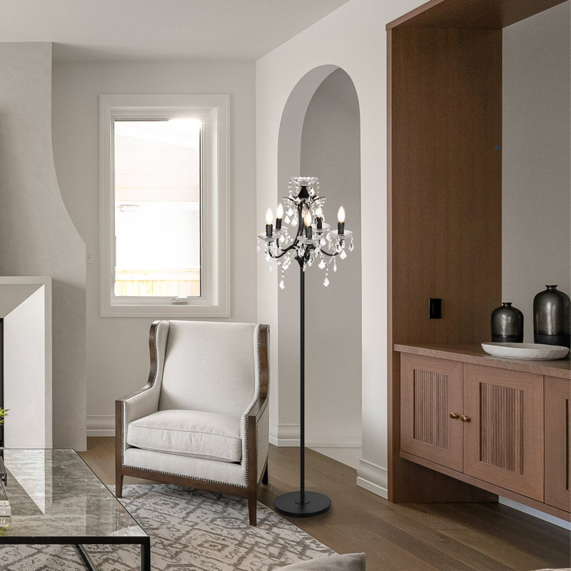 5 - Light Modern Black Crystal Floor Lamp