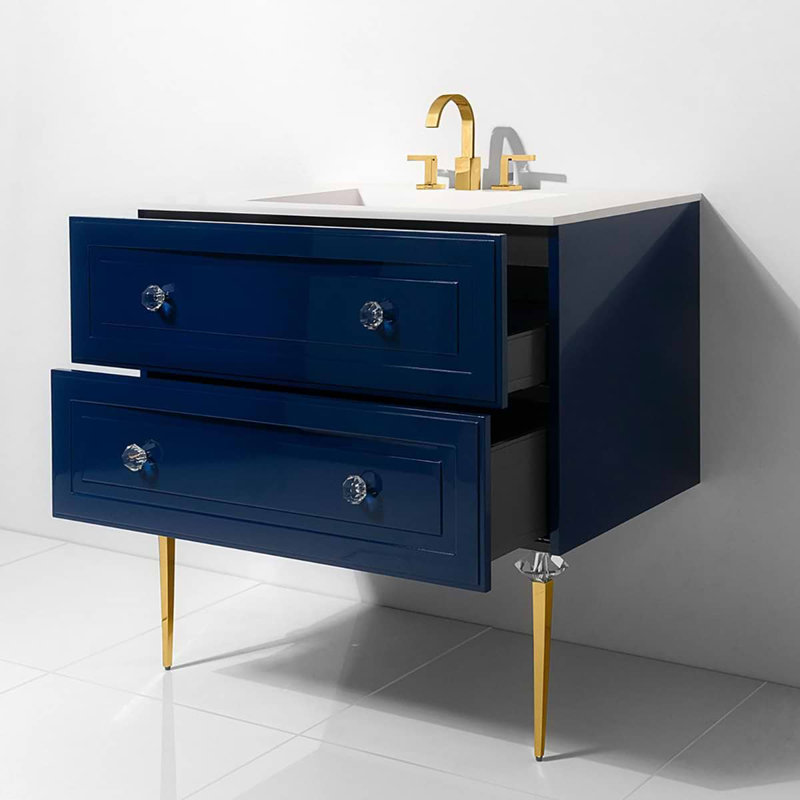 Alma 36.25" Wall Mounted Single Bathroom Vanity with Top, Blue