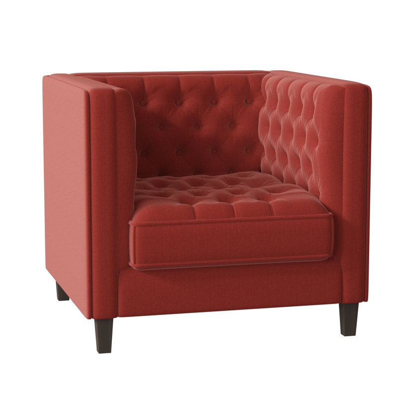 Fauteuil capitonné large de 36 po Jess, Géranium M9463, Naturel