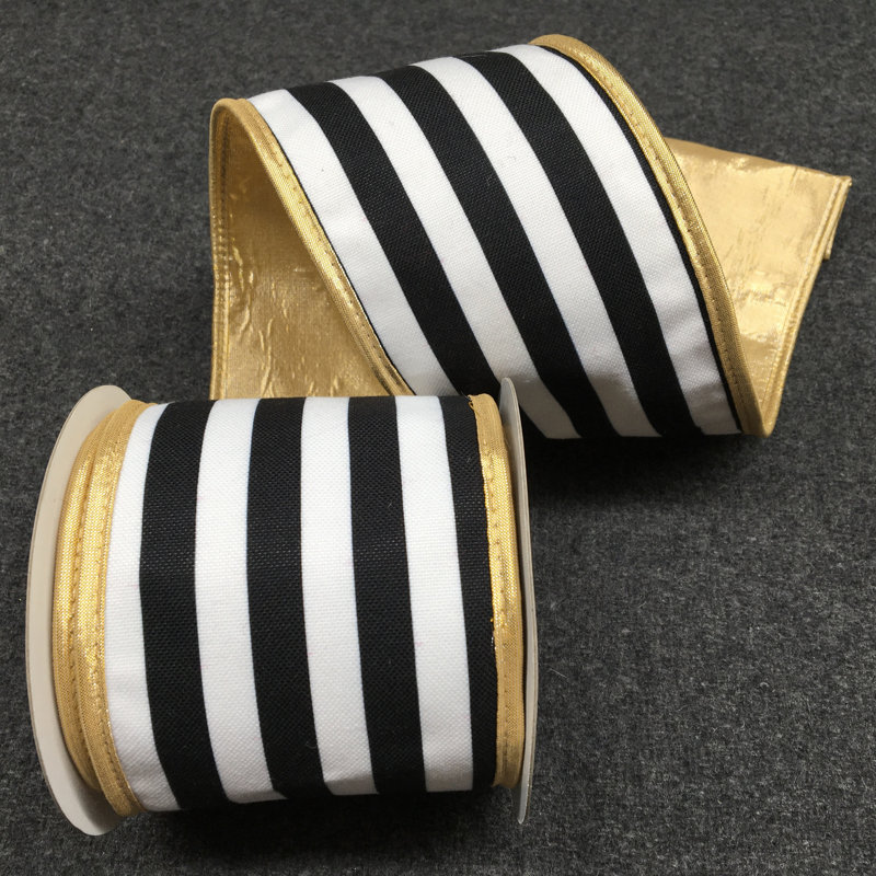 DOUBLE STRIPED FUSED METALLIC RIBBON