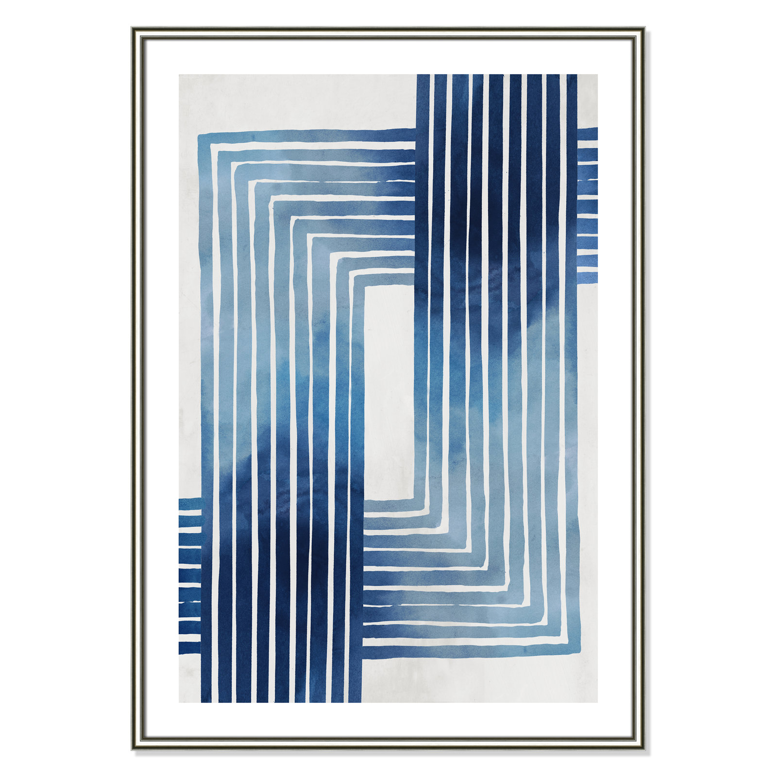Lanny "In Unison" Painting by Eva Watts, Silver Framed Paper, 41.5" H x 29.5" W x 0.88" D