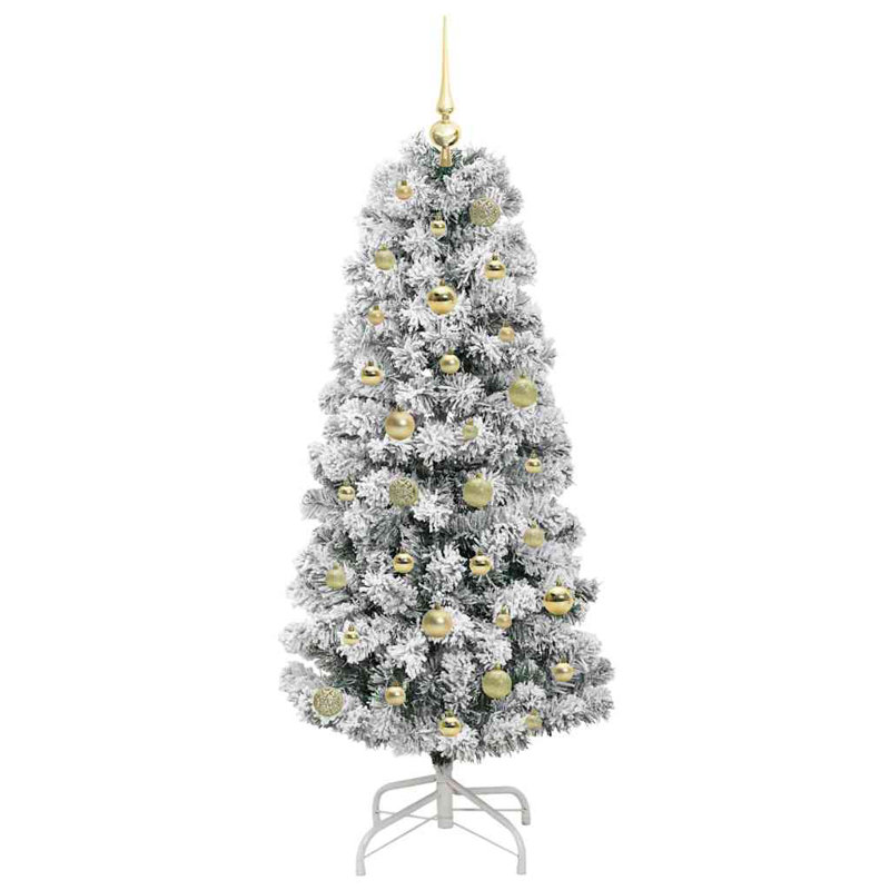 Artificial Hinged Christmas Tree Green and white, 4.92 ft