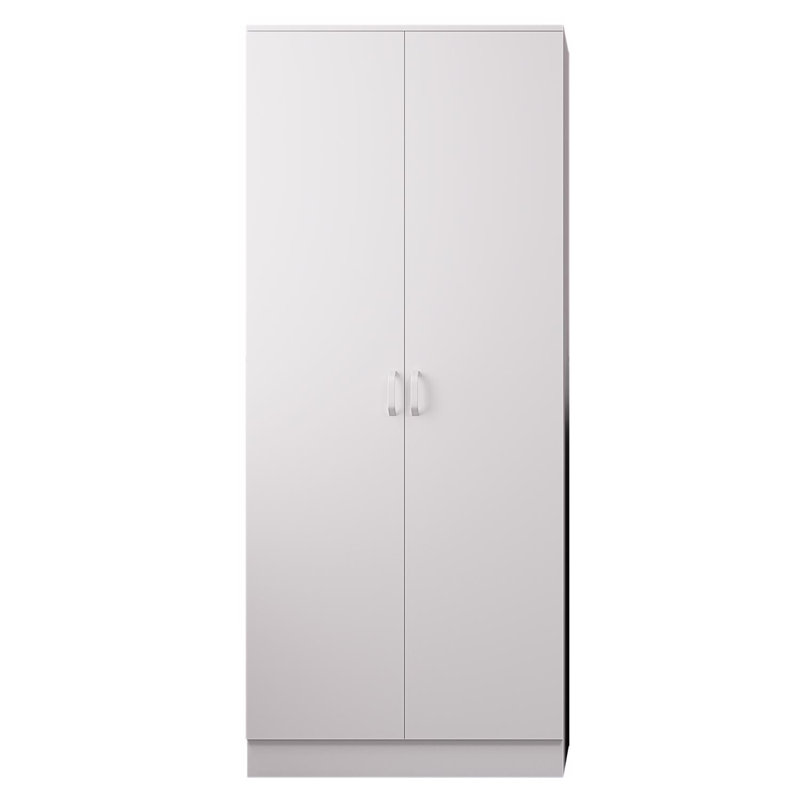 Lycinda 2 Door Double Wardrobe - Matt Finish, Scratch Resistant, Brushed Chrome Metal Handles, White