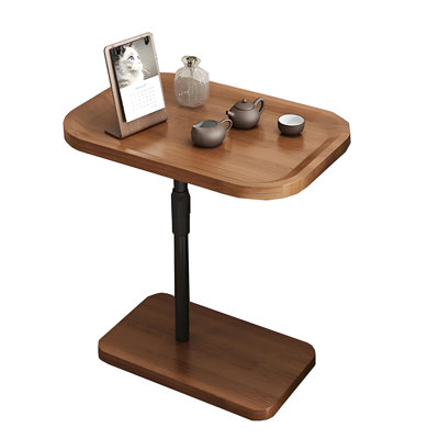 C Shaped End Table, Adjustable Height Side Table For Couch, Night Stand With 2-tier Storage Shelf, C Shaped Side Table For Living Room And Bedroom (brown)