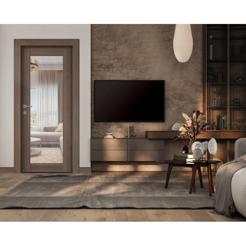 Intérieur en verre transparent Lite Lite Avon, 29,75 po x 83,23 po, Gauche, Pacane
