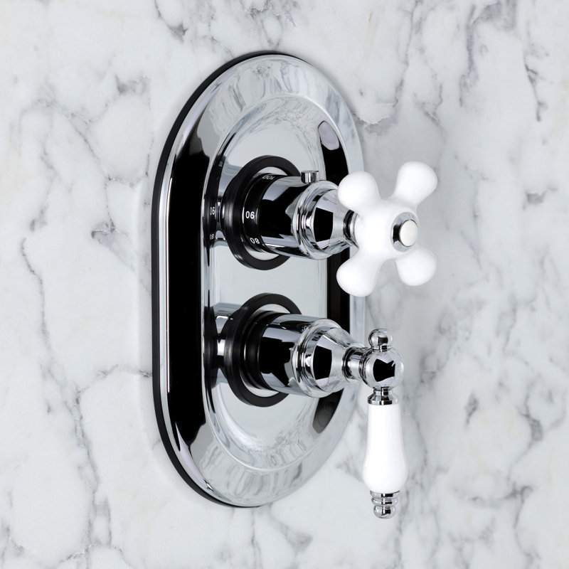 Ensemble robinet thermostatique et garniture de douche Kingston Brass Restoration - Robinet inclus, Polished Chrome