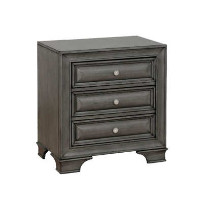 Table de chevet 3 tiroirs en bois avec prise USB et prise de courant