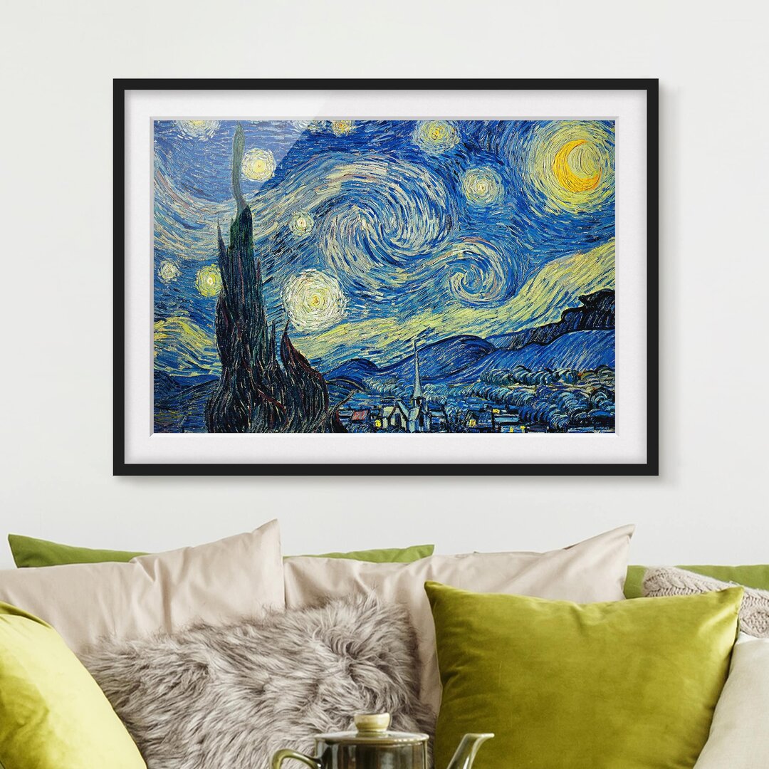 Gerahmtes Papierbild Sternennacht von Vincent van Gogh