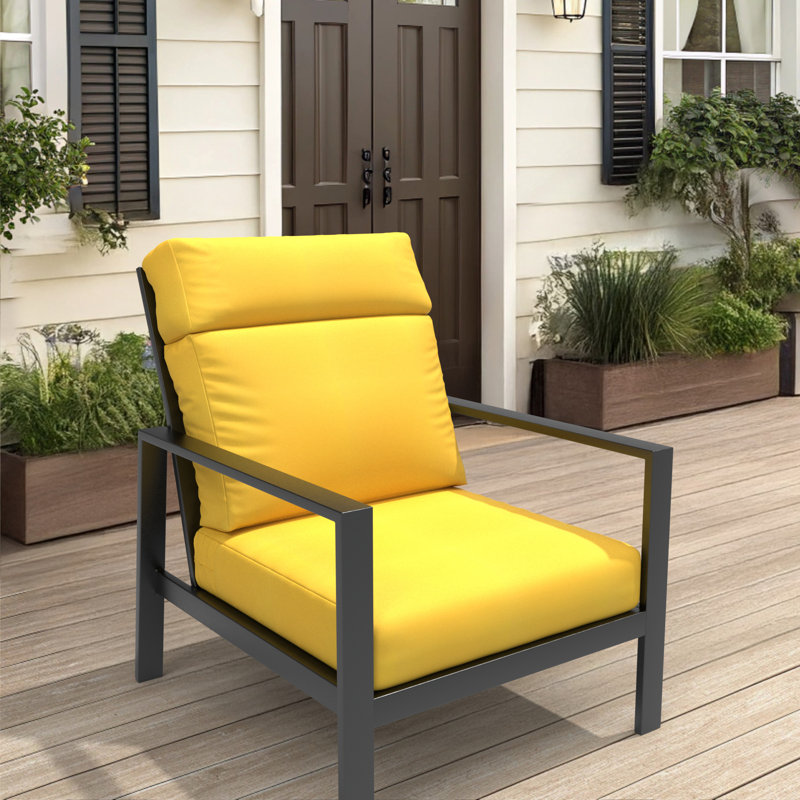 Sunbrella Outdoor High Back Chair Cushion, Adirondack Chair Cushion Set, 6 Inch, Yellow