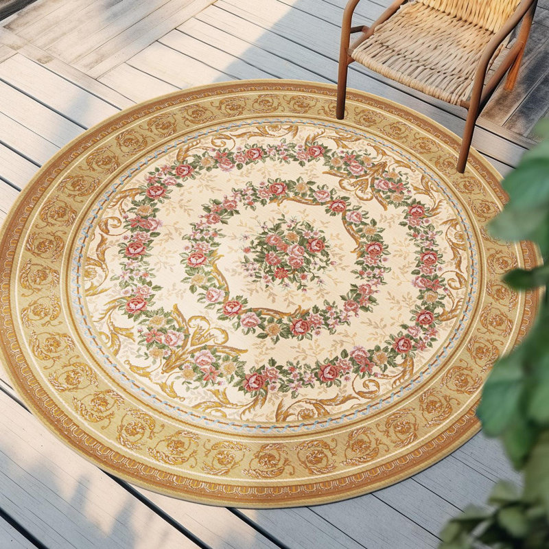 Tapis d'extérieur traditionnel, Rond 5 pi 1 po