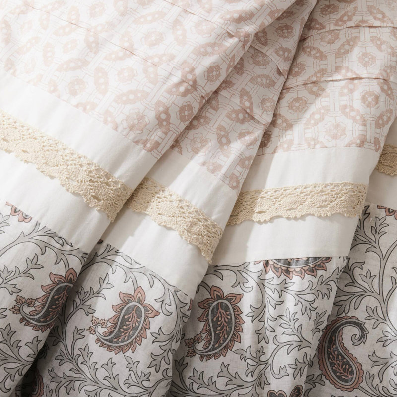 Édredon en coton Dawn, Grand édredon et 8 pièces supplémentaires, Rosé
