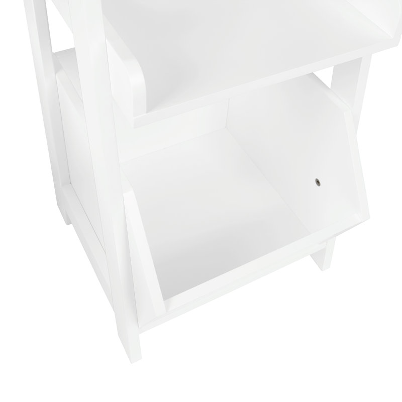 RiverRidge Amery 4-Tier 13in Ladder Shelf with Display Shelf and Storage Organizer Bin - White