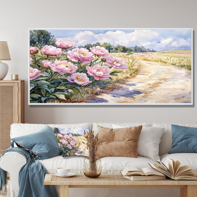 Peonies Along The Farm Driveway I - Floral Oversized Canvas Prints
