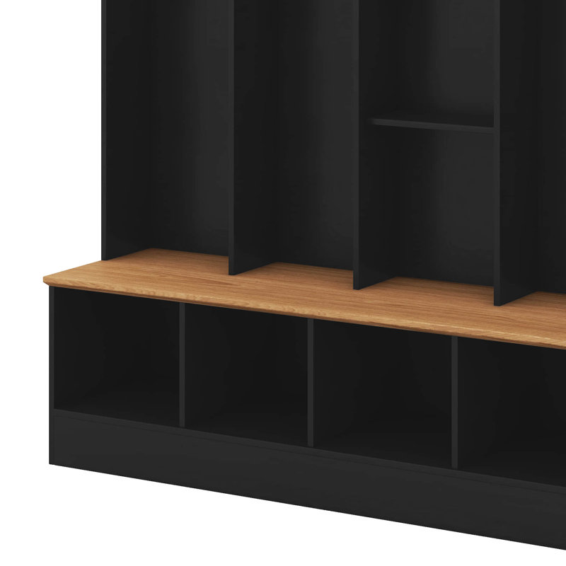 4-In-1 Hall Tree With Storage Bench, Shoe Cabinet With Cube Storage & Shelves, Multifunctional Coat Rack With 8 Hooks For Entryways Mudroom