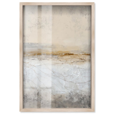 Cracked Earth I Shadowbox Print Gold Boho Wall Decor by Art Remedy, Blonde Frame, 20 x 30