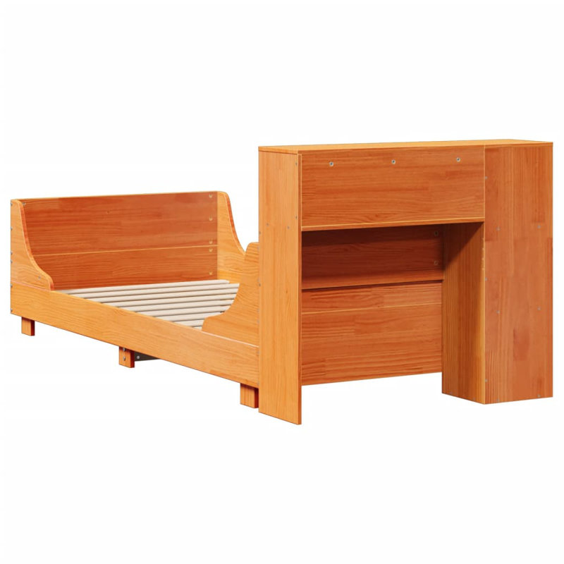 Boutte Solid Wood Bed, Wax Brown, 100 x 200 cm