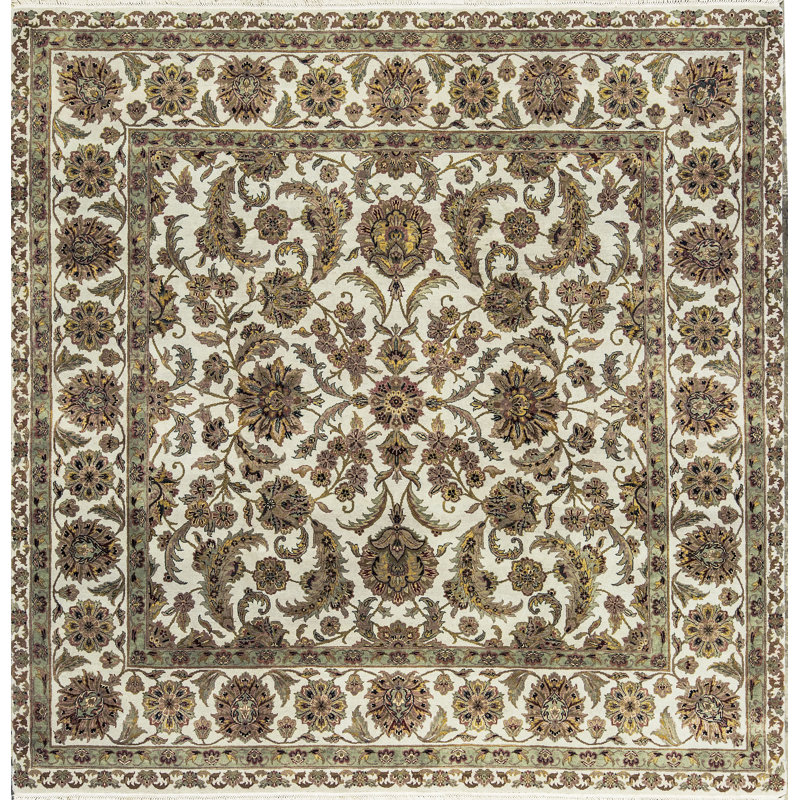 Tapis ivoire et ivoire noué à la main de haute qualité
