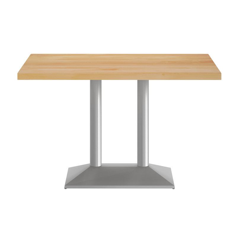 Plateau de table en bois massif de L 48 po x l 30 po avec base à deux colonnes à hauteur de salle à manger 27 po x 15 po