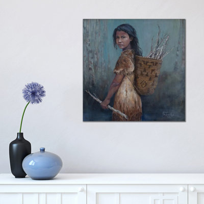 The Kindling Collector by Jan Perley - Wrapped Canvas Print