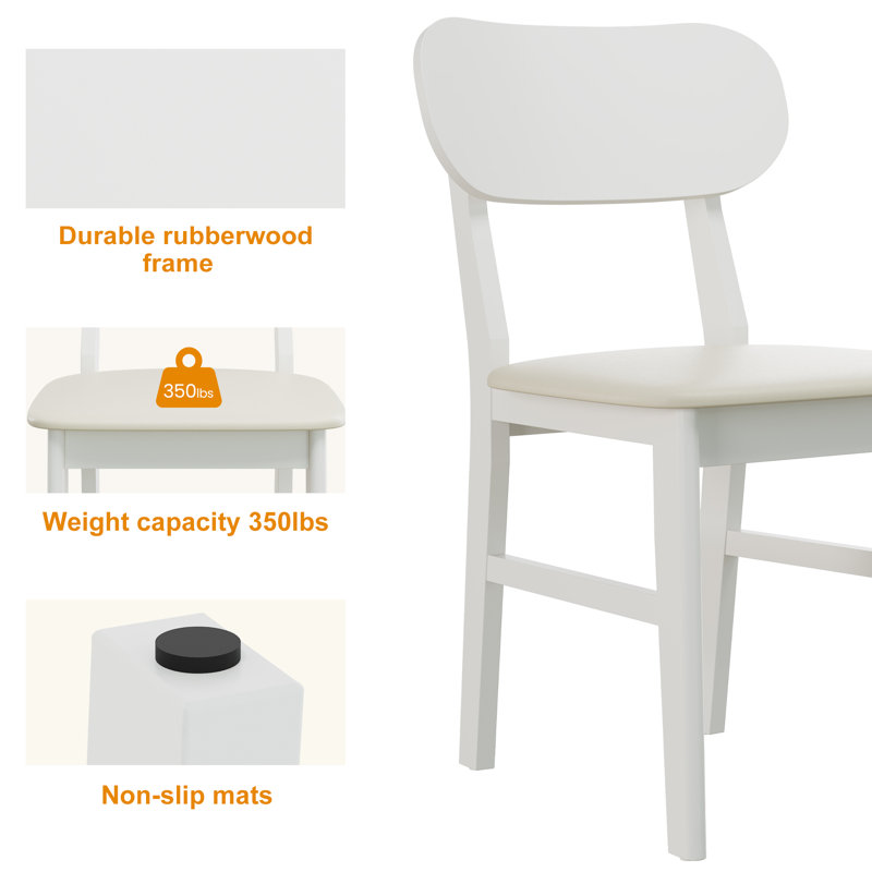 Englehart Rubber Wood Dining Chairs Set Of 2, Cream/White