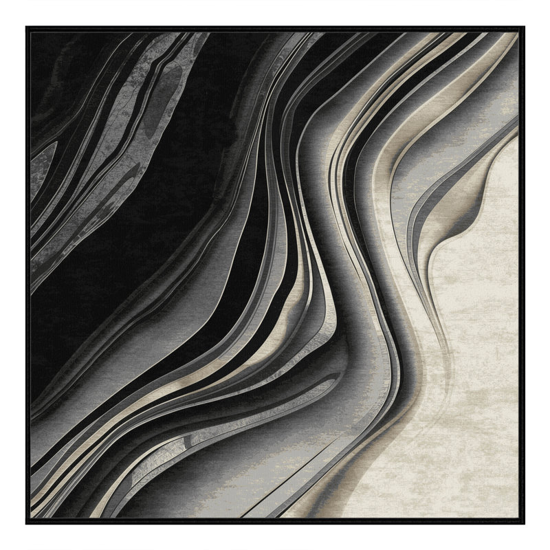 Tapis dégradé gris chic et luxueux lavable à la machine Manhasset, Carré 7 pi