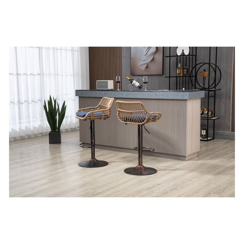 Alteriq Swivel Upholstered Adjustable Height Counter Stool, Blue