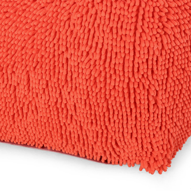 Spongy Microfiber Square Pouf, Coral