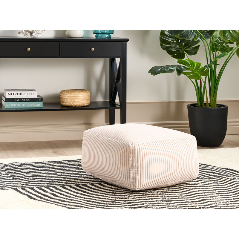 Montara 50cm Wide Square Solid Colour Pouffe Ottoman, Beige