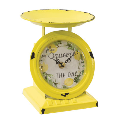 Analog Metal Mechanical Tabletop Clock Medium Yellow