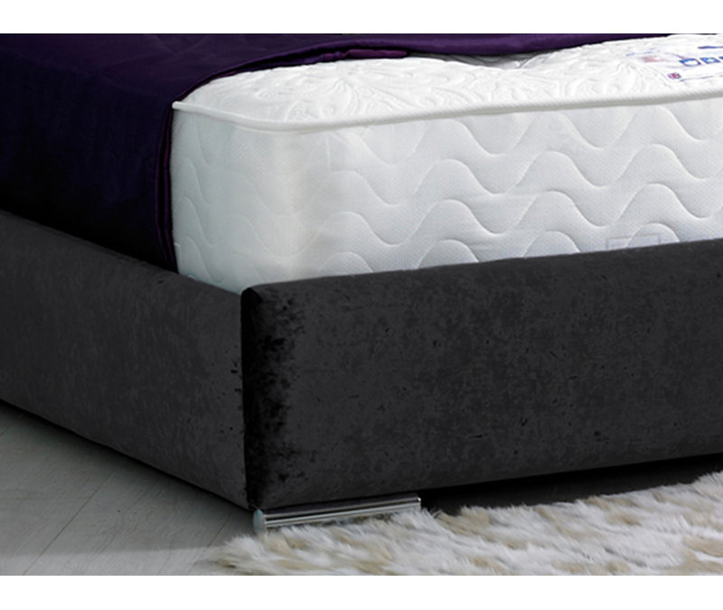Uma Upholstered Bed, Single (3'), Black Crush Velvet