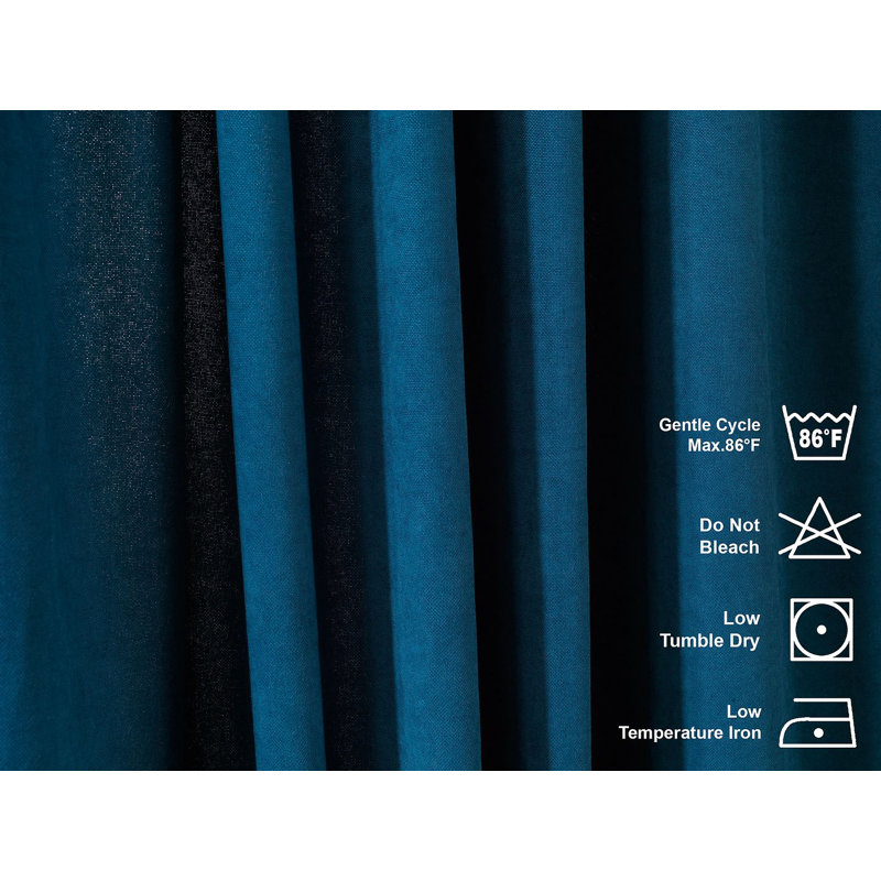 Room Darkening Single Curtain Panel, 65cm Width x 450cm Drop, Navy Blue