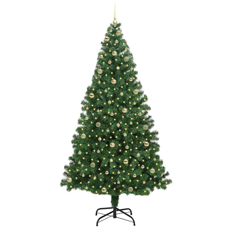 vidaXL Artificial Christmas Tree with 300 LEDs with Stand Green, 7.87 ft