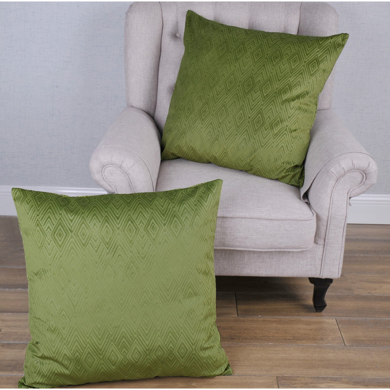 Avocado Green Ikat Velvet Euro Pillow Covers Set of 2