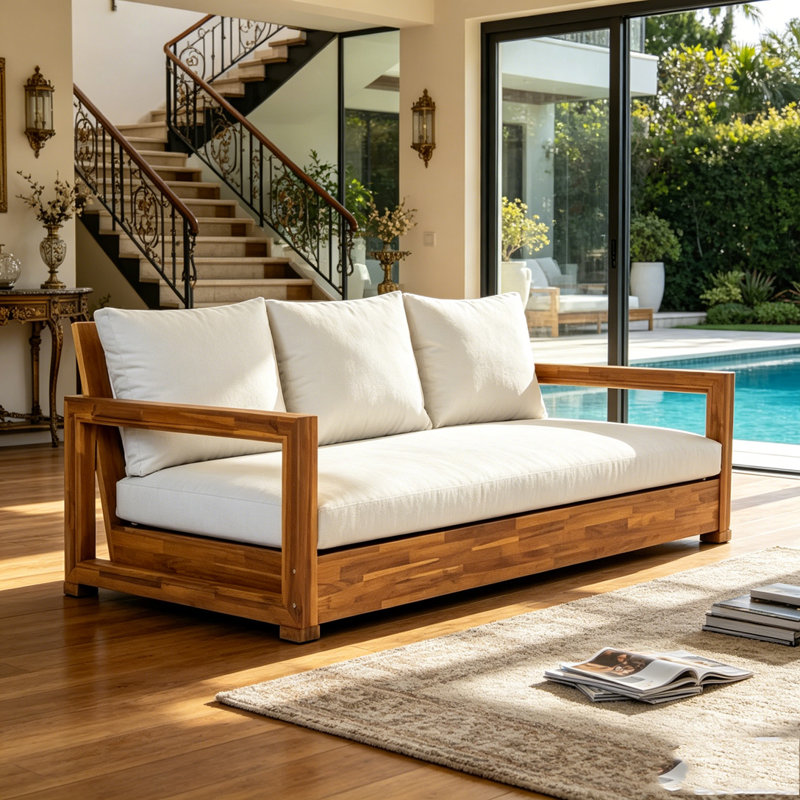 Patio Acacia Wood 3-seater Sofa, Teak