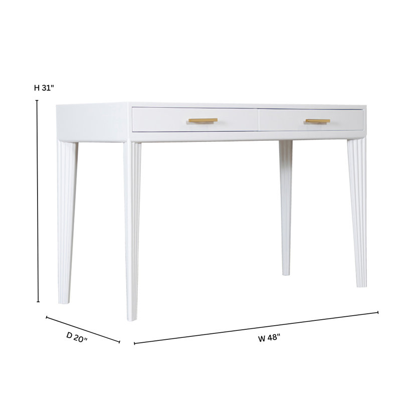 Barcelona Solid Wood Writing Desk, White