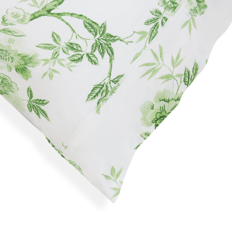 Josephine Duvet Set White, Queen Duvet Cover + 3 Standard Shams, White/Sage