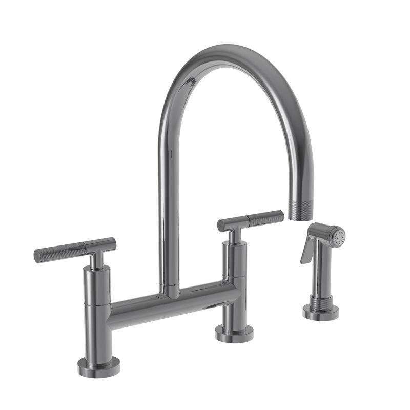 Muncy Kitchen Bridge Faucet with Side Spray, Midnight Chrome