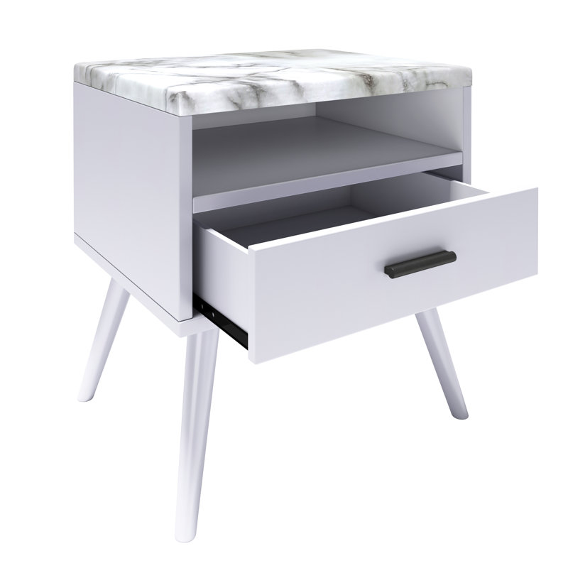 Table de chevet à profil bas Marcello, Blanc