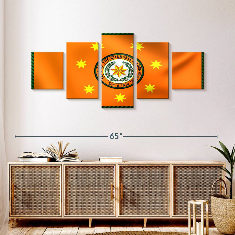 Native American Cherokee Flag, 24" H x 55" W