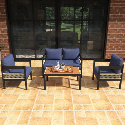 Outdoor Wicker Decoration Iron Frame Sofa Set by Latitude Run