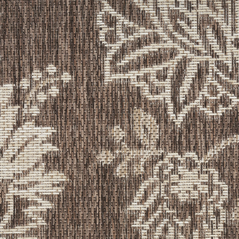 Rectangle Petroni Floral Polypropylene Indoor/Outdoor Area Rug in Brown/White, Rectangle 5' x 7'