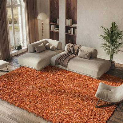 Tapis à poils longs en cuir et coton