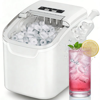 Machine à glaçons de comptoir Havato avec 2 tailles, machines à glaçons autonettoyantes, 26 lb / 24 heures, 8 cubes de glace prêts en 6 minutes pour la maison / cuisine / bar / fête / camping
